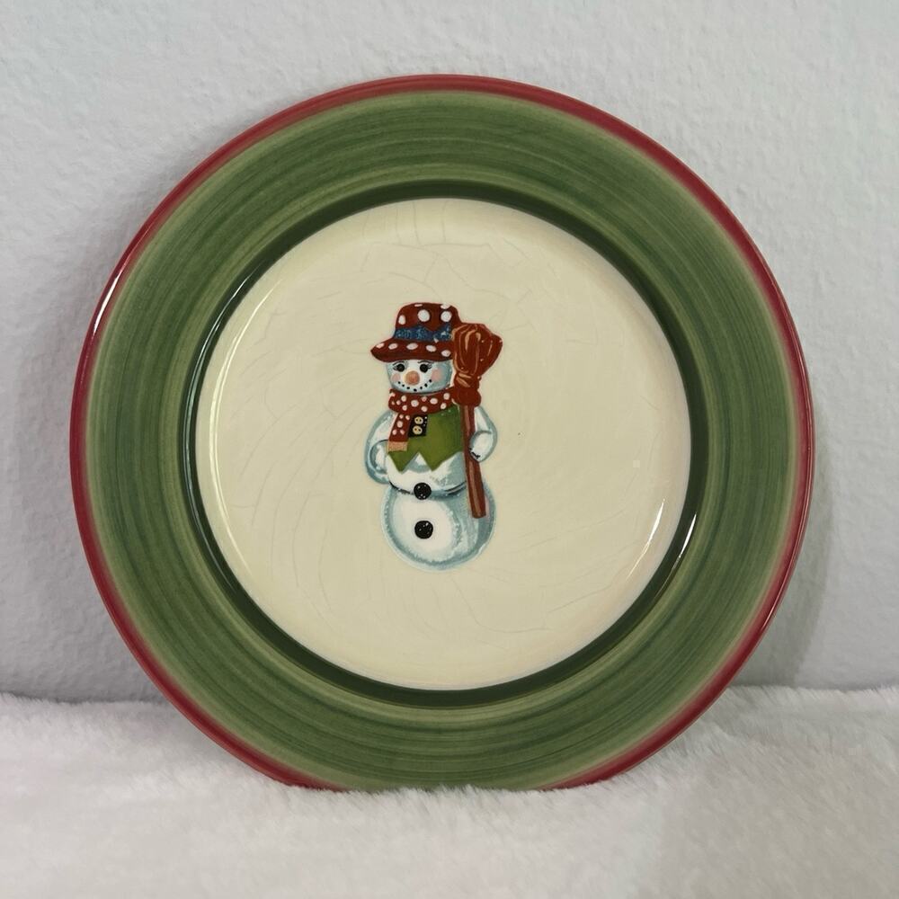 Christopher‎ Radko Christopher's Tree Snowman Salad Plate Zrike Portugal 8"